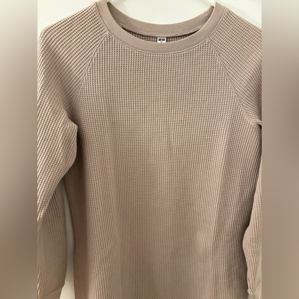 Uniqlo Taupe Waffle Knit Dress
